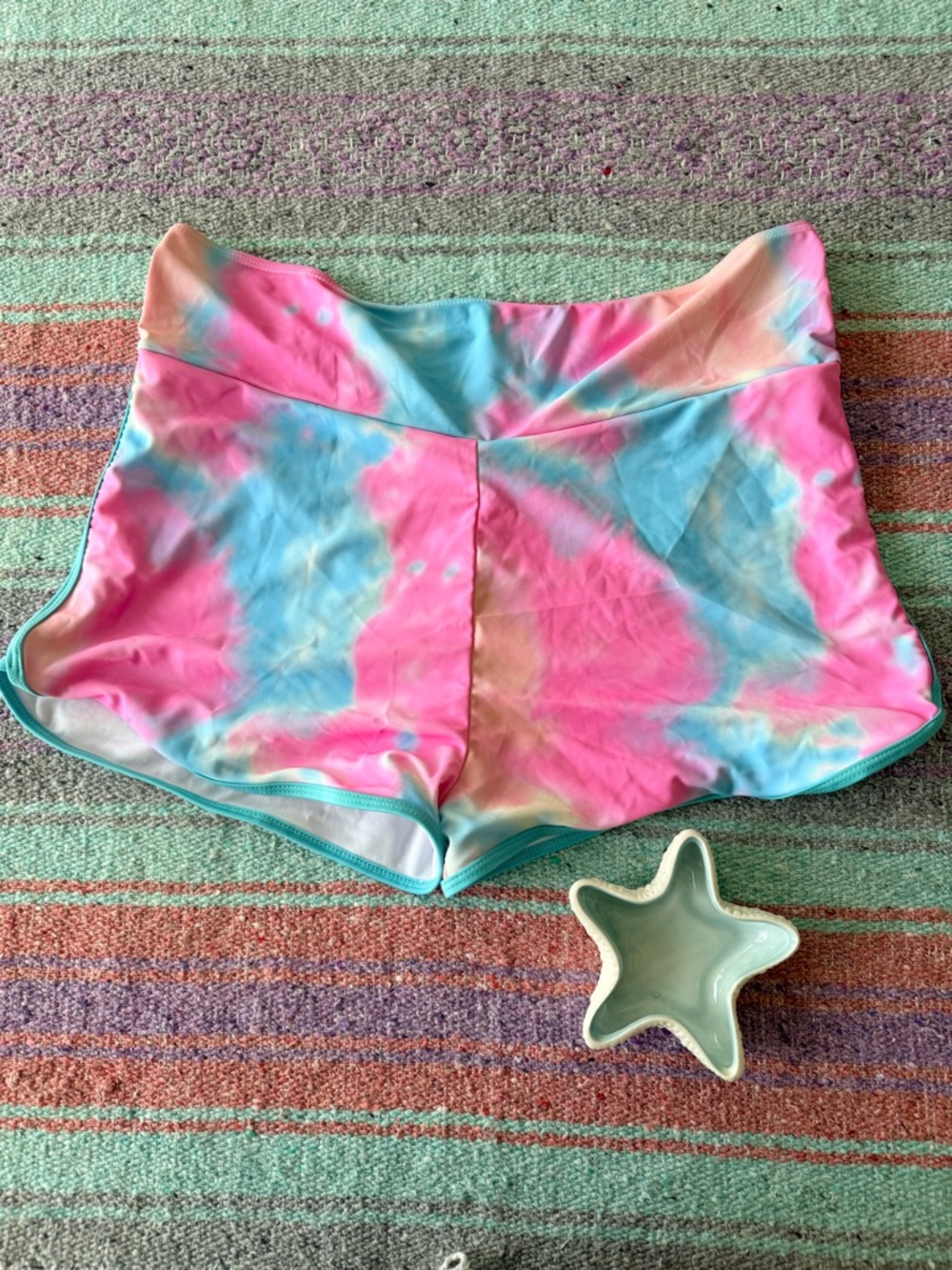 Tie Dye High Waisted Scrunch Swim Shorts 4XL Retro Bikini